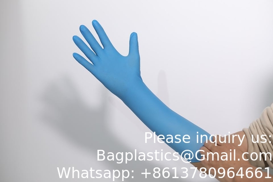 High Quality Free Samples Sky Blue Disposable Wholesale Medic Powder Free Long Sleeve Non Sterile Nitrile Gloves