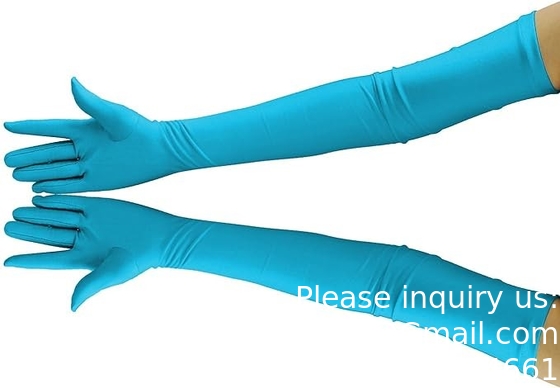 High Quality Free Samples Sky Blue Disposable Wholesale Medic Powder Free Long Sleeve Non Sterile Nitrile Gloves