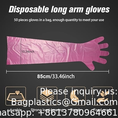 Disposable Field Dressing Gloves Veterinary Insemination Rectal Long Gloves, Extra Long Sleeve Full Arm Gloves