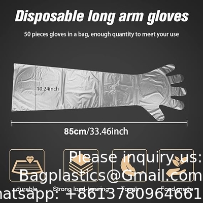Disposable Field Dressing Gloves Veterinary Insemination Rectal Long Gloves, Extra Long Sleeve Full Arm Gloves