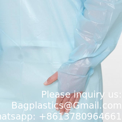 CPE GOWN, PLASTIC MEDICAL DISPOSABLE APRONS FOR DOCTOR, BIOHAZARD APRON, SURGICAL APRON, LOGO CUSTOMIZED EXAM APRON
