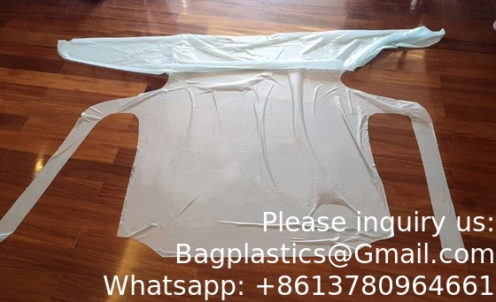CPE GOWN, PLASTIC MEDICAL DISPOSABLE APRONS FOR DOCTOR, BIOHAZARD APRON, SURGICAL APRON, LOGO CUSTOMIZED EXAM APRON