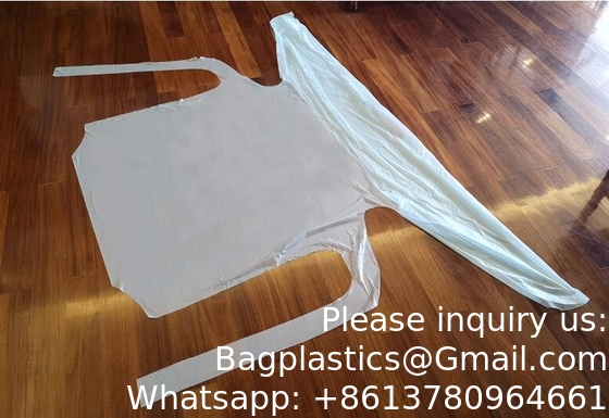 CPE GOWN, PLASTIC MEDICAL DISPOSABLE APRONS FOR DOCTOR, BIOHAZARD APRON, SURGICAL APRON, LOGO CUSTOMIZED EXAM APRON