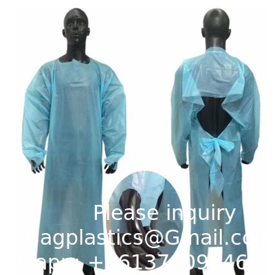 CPE GOWN, PLASTIC MEDICAL DISPOSABLE APRONS FOR DOCTOR, BIOHAZARD APRON, SURGICAL APRON, LOGO CUSTOMIZED EXAM APRON
