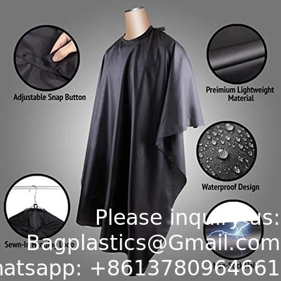 Barber Cape Large Size With Adjustable Snap Closure Waterproof Hair Cutting Salon Cape For Men, Women And Kids Black
