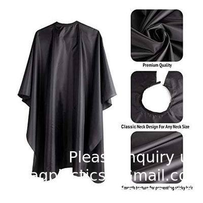 Barber Cape Large Size With Adjustable Snap Closure Waterproof Hair Cutting Salon Cape For Men, Women And Kids Black