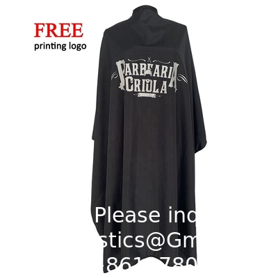 Barber Cape Large Size With Adjustable Snap Closure Waterproof Hair Cutting Salon Cape For Men, Women And Kids Black