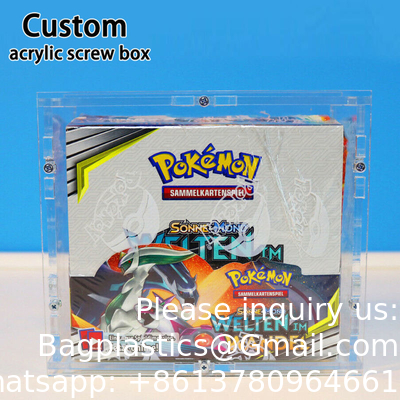 Acrylic Box Custom Clear Plexiglass Acrylic Display 5side Box Sliding Lid Poke Poking Mon Card Booster Display