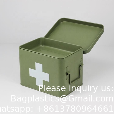 Metal First Aid Storage Box First Aid Kit medicine storage storage box Medicine Tin, Metal Medicine Storage Box