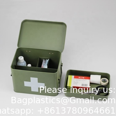 Metal First Aid Storage Box First Aid Kit medicine storage storage box Medicine Tin, Metal Medicine Storage Box