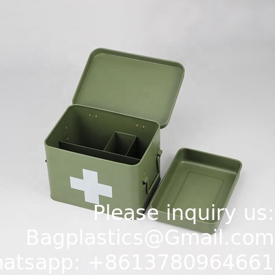 Metal First Aid Storage Box First Aid Kit medicine storage storage box Medicine Tin, Metal Medicine Storage Box
