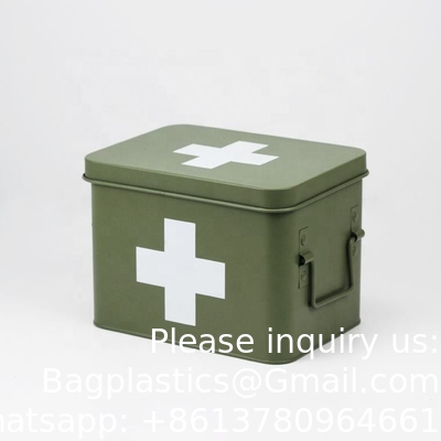 Metal First Aid Storage Box First Aid Kit medicine storage storage box Medicine Tin, Metal Medicine Storage Box