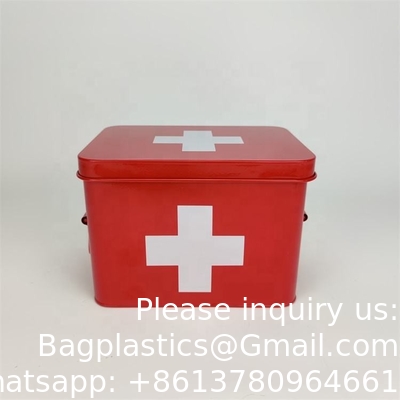 Metal First Aid Storage Box First Aid Kit medicine storage storage box Medicine Tin, Metal Medicine Storage Box