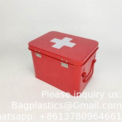 Metal First Aid Storage Box First Aid Kit medicine storage storage box Medicine Tin, Metal Medicine Storage Box