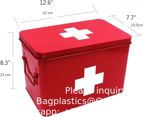 Metal First Aid Storage Box First Aid Kit medicine storage storage box Medicine Tin, Metal Medicine Storage Box
