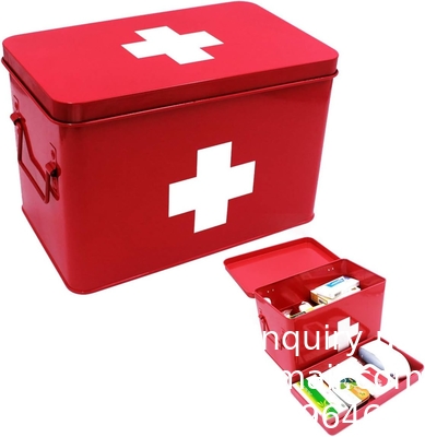 Metal First Aid Storage Box First Aid Kit medicine storage storage box Medicine Tin, Metal Medicine Storage Box