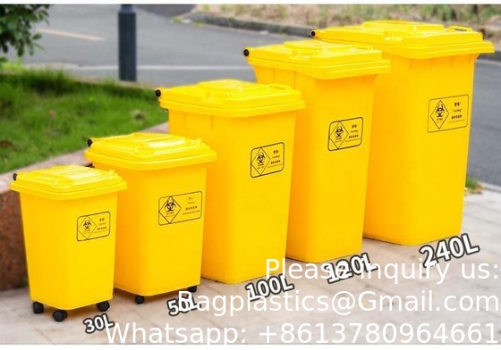 Hospital dustbin biohazard wheelie bin Plastic Products Hdpe Hazardous Waste Containers Biohazard Trash Bins