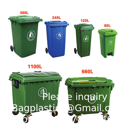 Dustbin Wheelie Trash Can 25L/70L/100L/120L/240L/360L/660L/1100L Plastic Foot Pedal Dustbin Trash Can Waste Bin