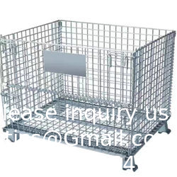 Heavy Foldable Mesh Pallet Steel Storage Cages Folding Lockable Storage Cages Wire Mesh Container For Storage System