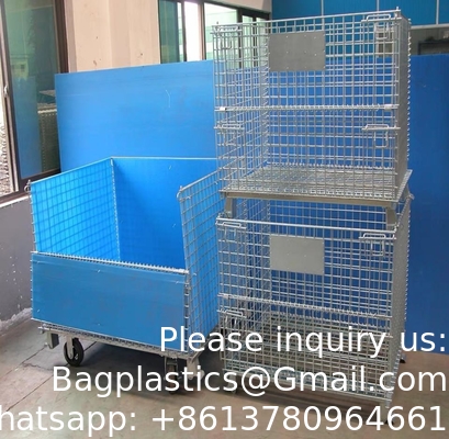 Heavy Foldable Mesh Pallet Steel Storage Cages Folding Lockable Storage Cages Wire Mesh Container For Storage System