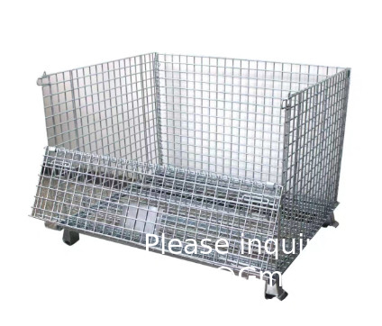 Heavy Foldable Mesh Pallet Steel Storage Cages Folding Lockable Storage Cages Wire Mesh Container For Storage System