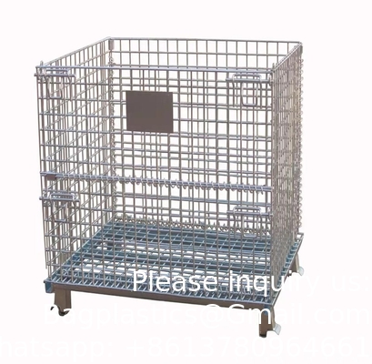 Heavy Foldable Mesh Pallet Steel Storage Cages Folding Lockable Storage Cages Wire Mesh Container For Storage System