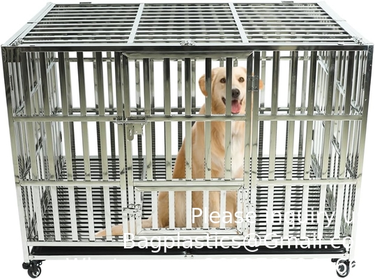 47 Inch Heavy Duty Stainless Steel Dog Cage High Anxiety Indestructible and Escape-Proof Dog Crate Kennel for Large