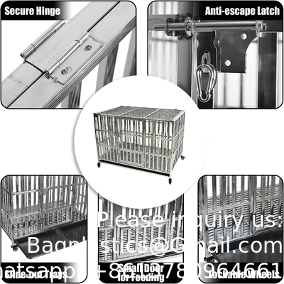 47 Inch Heavy Duty Stainless Steel Dog Cage High Anxiety Indestructible and Escape-Proof Dog Crate Kennel for Large