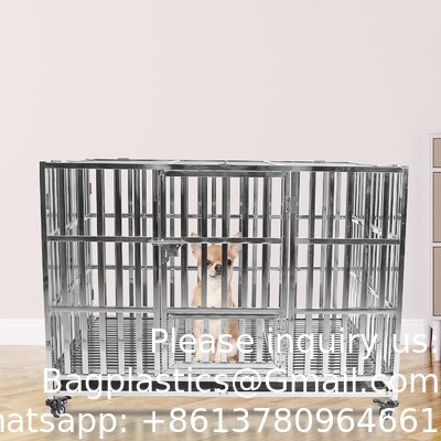 47 Inch Heavy Duty Stainless Steel Dog Cage High Anxiety Indestructible and Escape-Proof Dog Crate Kennel for Large