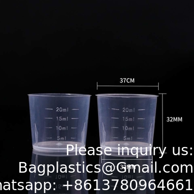 Medicine Cups Clear Transparent Disposable Cups PP Plastic Medicine Dispenser 10ml 20ml 30ml Liquid Measuring Medicine