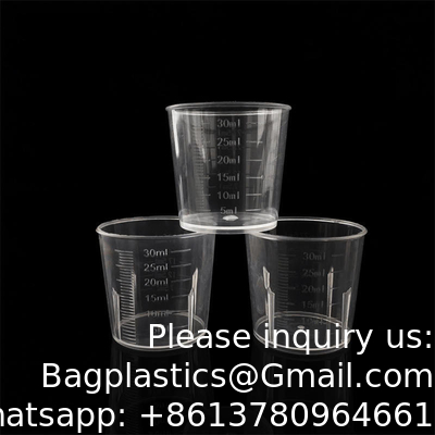 Medicine Cups Clear Transparent Disposable Cups PP Plastic Medicine Dispenser 10ml 20ml 30ml Liquid Measuring Medicine