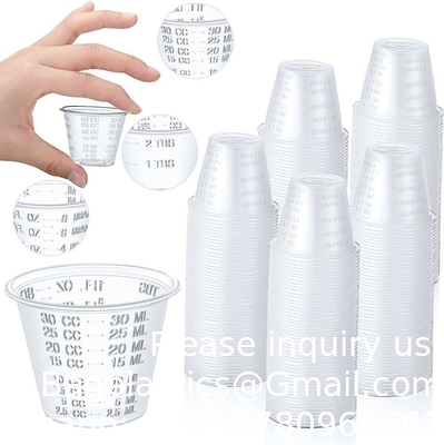 Medicine Cups Clear Transparent Disposable Cups PP Plastic Medicine Dispenser 10ml 20ml 30ml Liquid Measuring Medicine