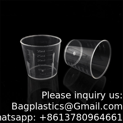 Medicine Cups Clear Transparent Disposable Cups PP Plastic Medicine Dispenser 10ml 20ml 30ml Liquid Measuring Medicine