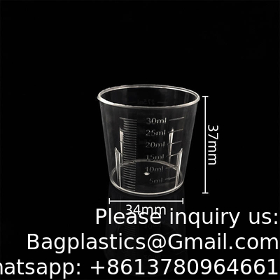 Medicine Cups Clear Transparent Disposable Cups PP Plastic Medicine Dispenser 10ml 20ml 30ml Liquid Measuring Medicine