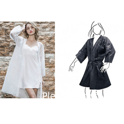 Disposable Nonwoven Kimono Men &amp; Women Bathrobe Kimonos Spa Hairdressing Waterproof Disposable Bathrobes