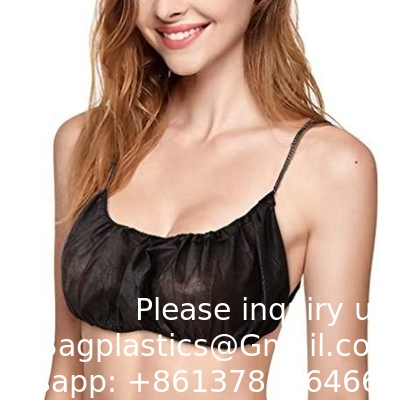 Hotel Beach Bra OEM High Quality One Piece Bra Black Shoulder Straps Women Sexy Disposable Non Woven Spa Bras