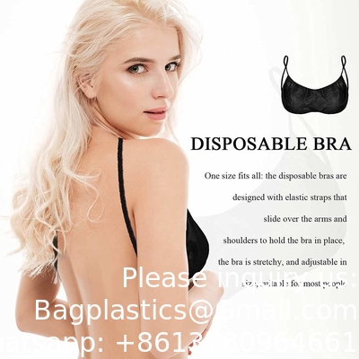 Hotel Beach Bra OEM High Quality One Piece Bra Black Shoulder Straps Women Sexy Disposable Non Woven Spa Bras