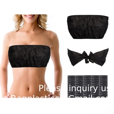 Hotel Beach Bra OEM High Quality One Piece Bra Black Shoulder Straps Women Sexy Disposable Non Woven Spa Bras