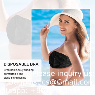 Hotel Beach Bra OEM High Quality One Piece Bra Black Shoulder Straps Women Sexy Disposable Non Woven Spa Bras