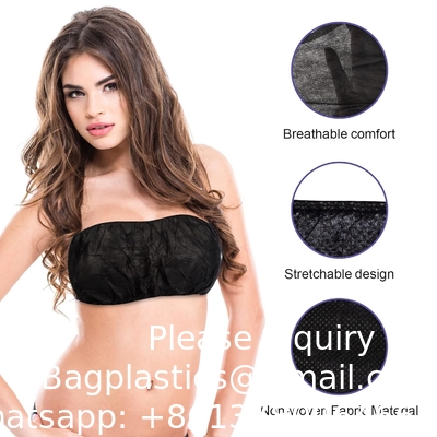 Hotel Beach Bra OEM High Quality One Piece Bra Black Shoulder Straps Women Sexy Disposable Non Woven Spa Bras