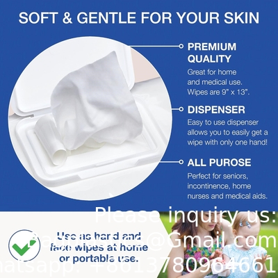 Disposable Wet Adult Wipes, 64 Pack - Pre Moistened Soft Washcloths for Elderly and Babies - Enriched with Aloe