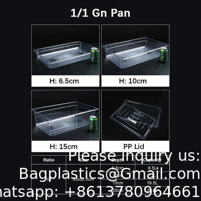 Custom Size Commercial Catering Equipment Hotel Restaurant Supplies Chafing Dish Plastic PC Gastronorm Container