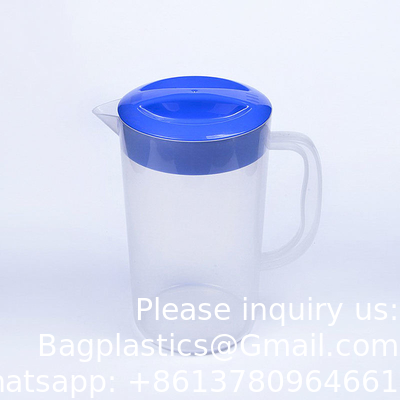 Plastic Pitcher with Lid BPA-FREE Eco-Friendly Carafes Mix Drinks Water Jug Lemonade Juice Beverage Jar Ice