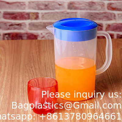 Plastic Pitcher with Lid BPA-FREE Eco-Friendly Carafes Mix Drinks Water Jug Lemonade Juice Beverage Jar Ice