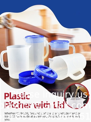 Plastic Pitcher with Lid BPA-FREE Eco-Friendly Carafes Mix Drinks Water Jug Lemonade Juice Beverage Jar Ice