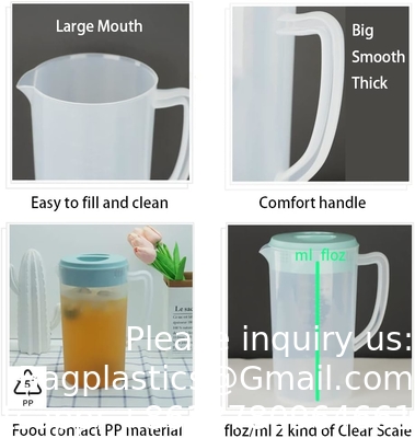 Restaurant Supplies, Kitchen Supplies, Hotel Supplies, Water Carafe With Lid 1.8L Water Jug Plastic Pitcher