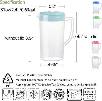 Restaurant Supplies, Kitchen Supplies, Hotel Supplies, Water Carafe With Lid 1.8L Water Jug Plastic Pitcher