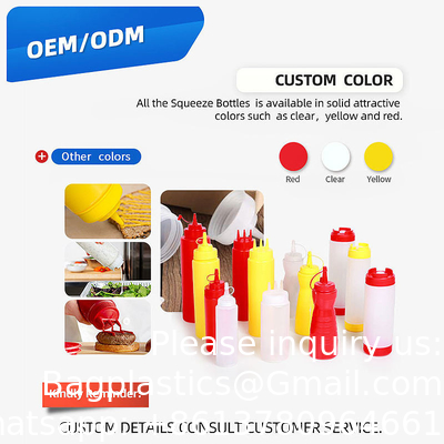 Condiment Squeeze Bottles for Liquids for Syrup, Ketchup, Sauces, Dressing, Oil, Honey Squirt Bottles