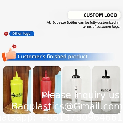 Condiment Squeeze Bottles for Liquids for Syrup, Ketchup, Sauces, Dressing, Oil, Honey Squirt Bottles