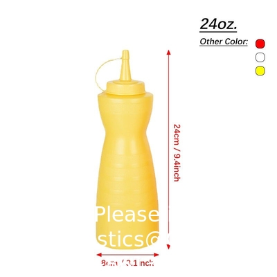 24oz Dessert Tools Condiment Sauce Bottle With Lids Plastic Squeeze Sauce Bottle Squirt Bottles for Liquids